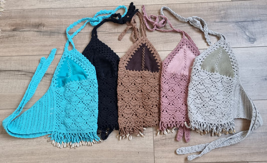 Crochet and Suede Crops