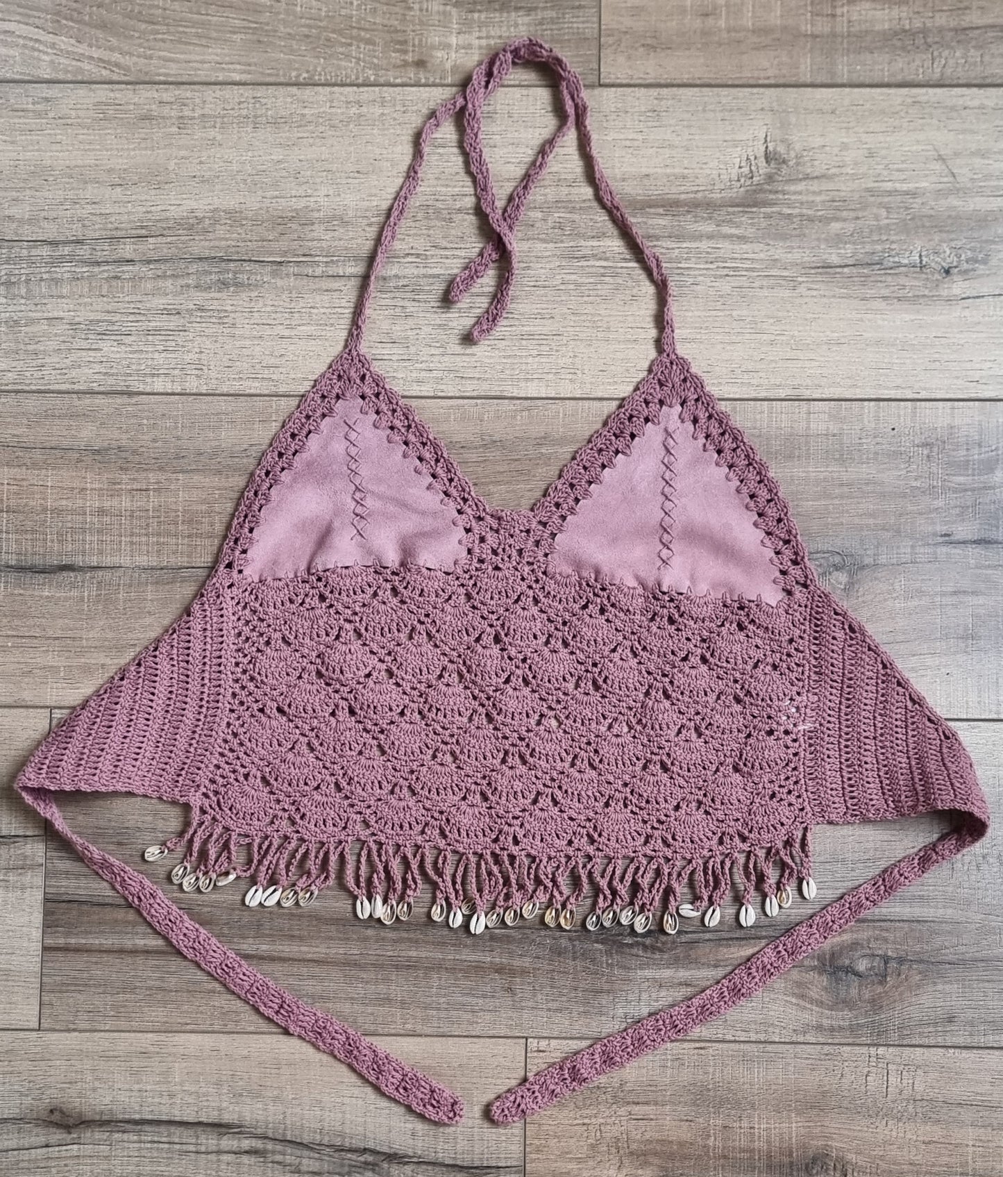 Crochet and Suede Crops