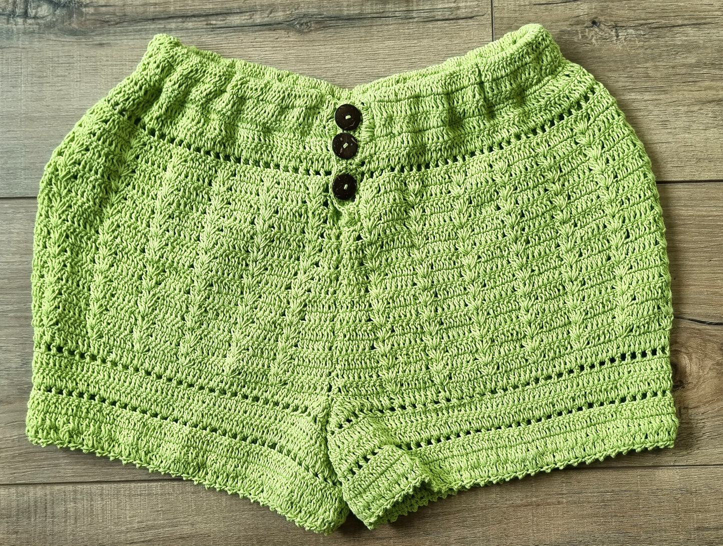 Crochet Shorts w/coco buttons