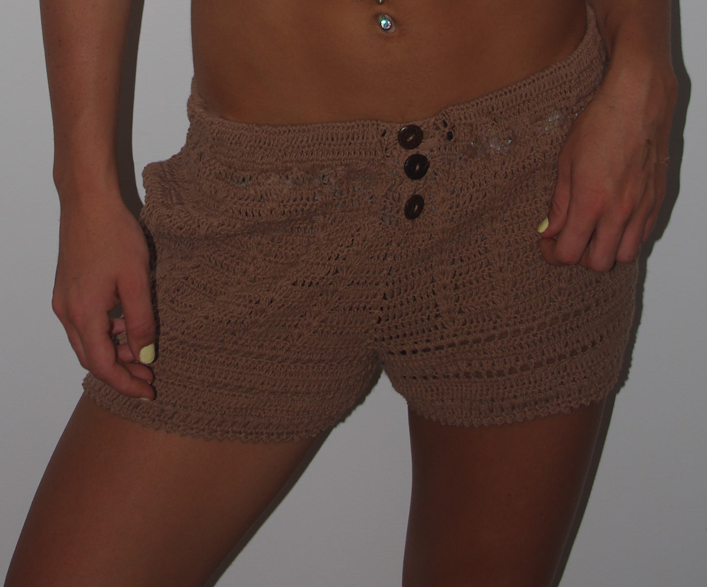 Crochet Shorts w/coco buttons