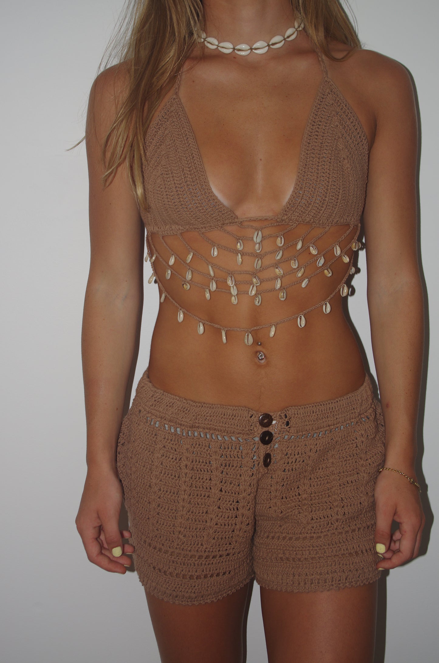 Crochet Shorts w/coco buttons