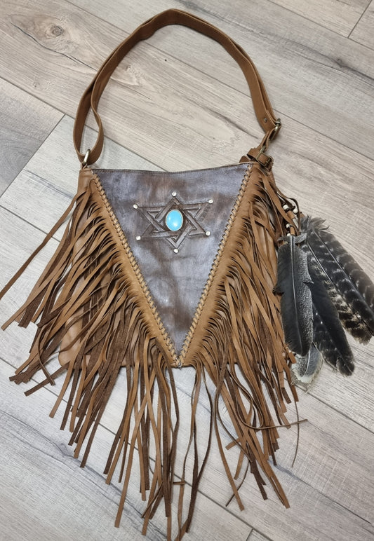 Leather Bag - Brown with Star