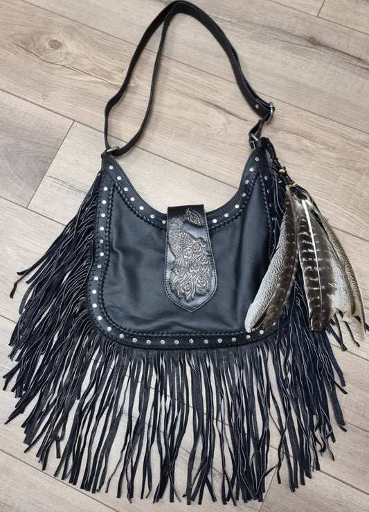 Leather Bag Black Peacock Queen