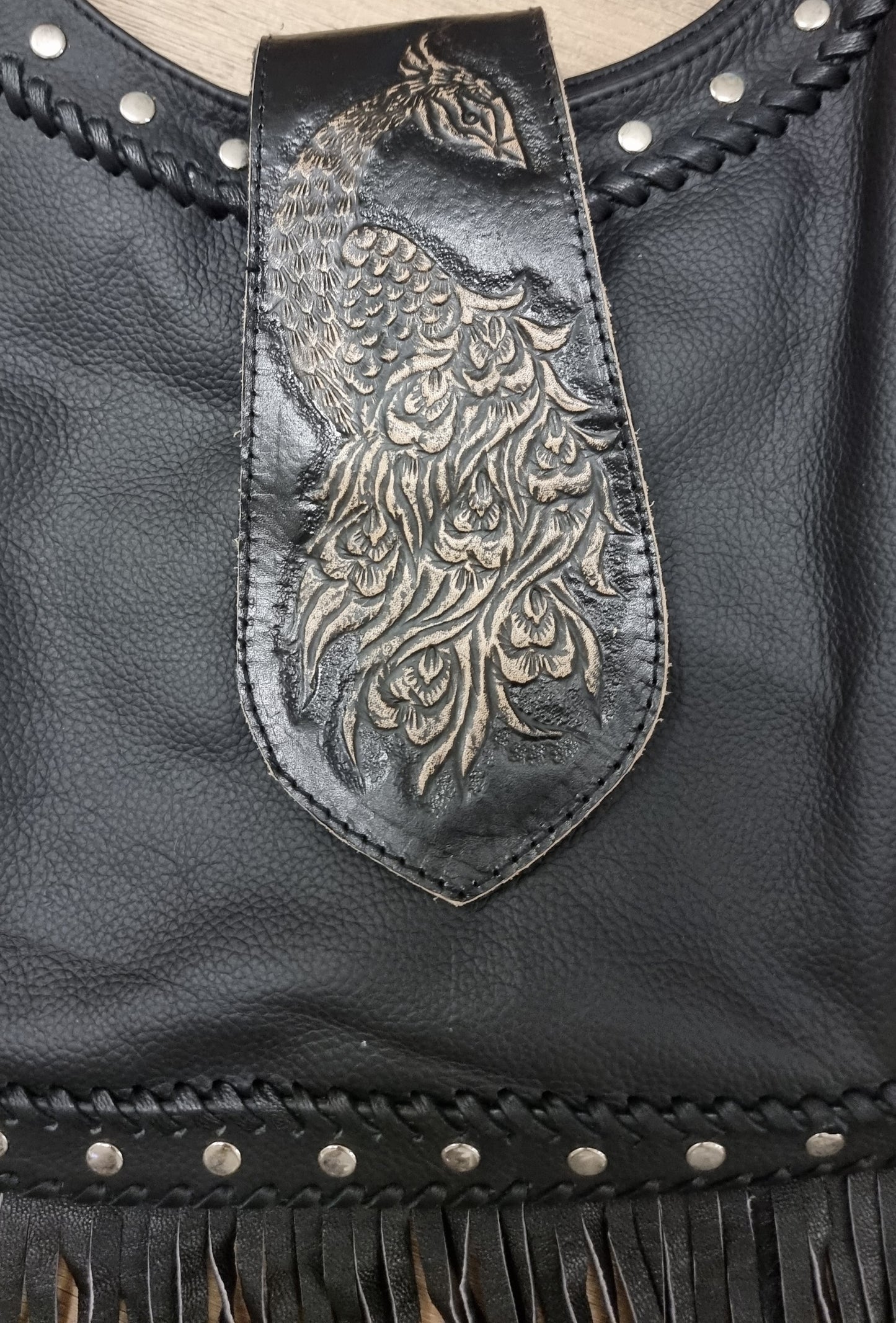 Leather Bag Black Peacock Queen