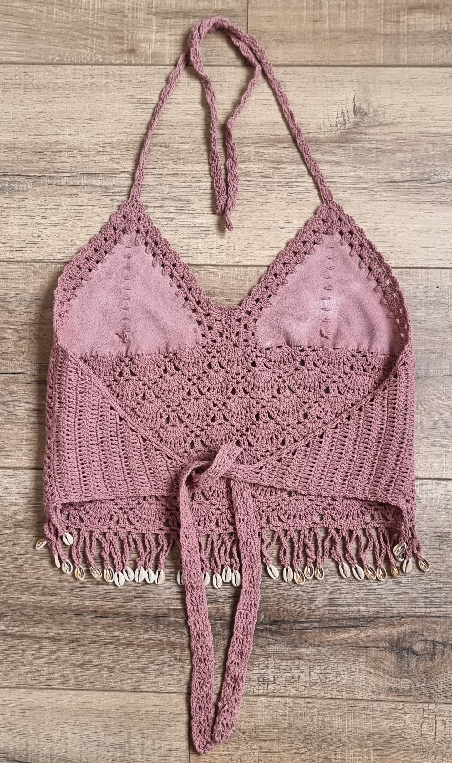 Crochet and Suede Crops