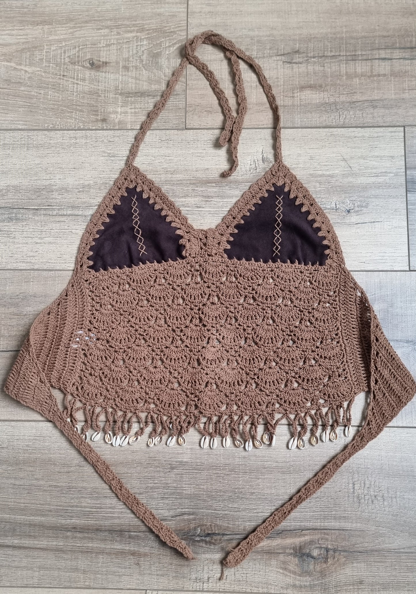 Crochet and Suede Crops