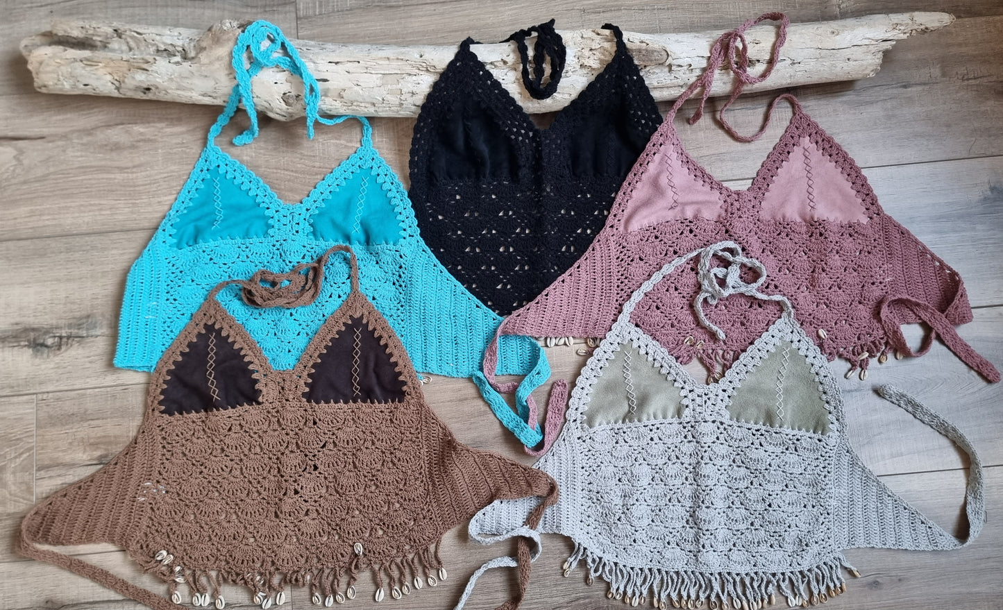 Crochet and Suede Crops