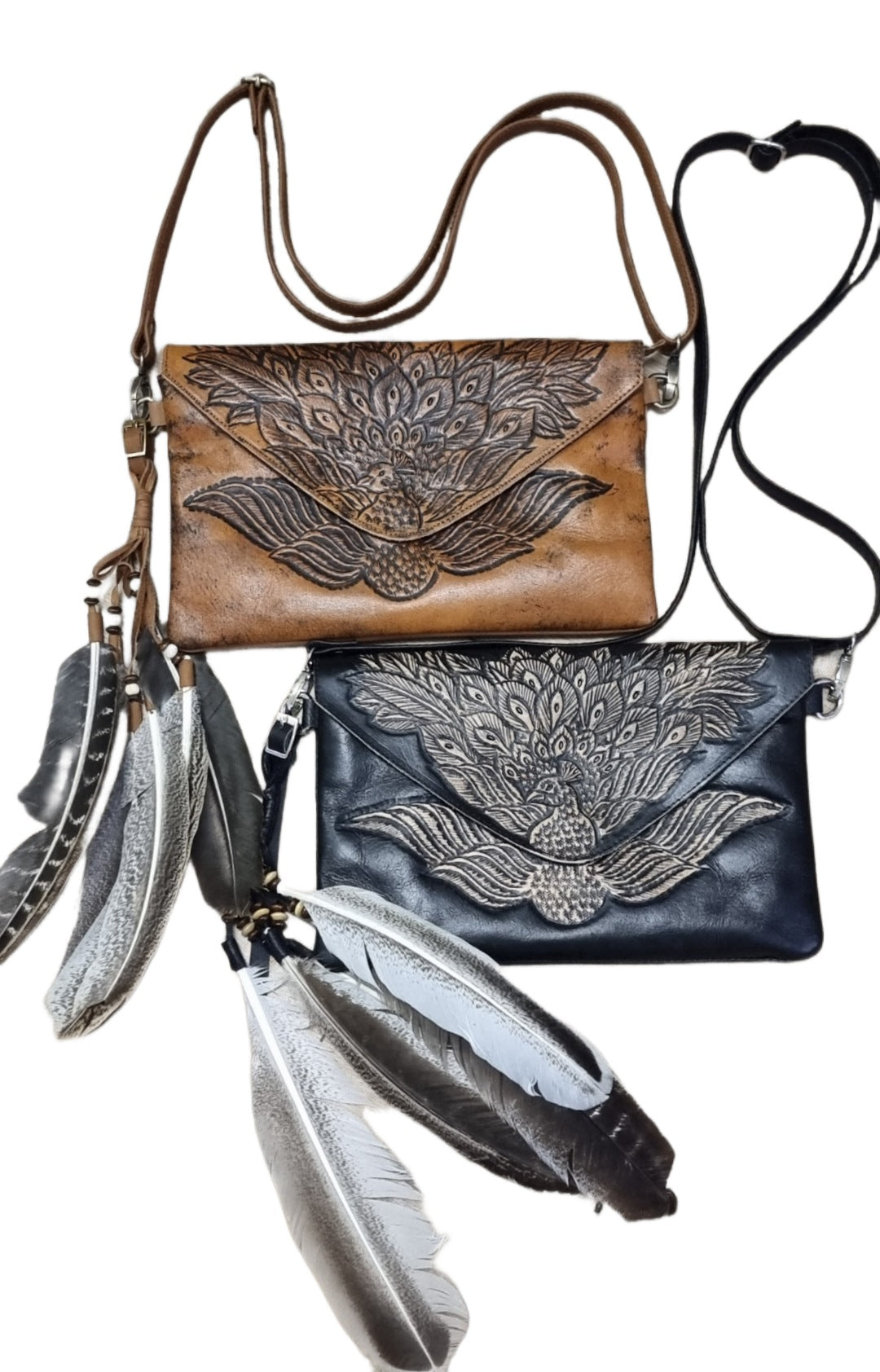 Leather Bag - Peacock fan