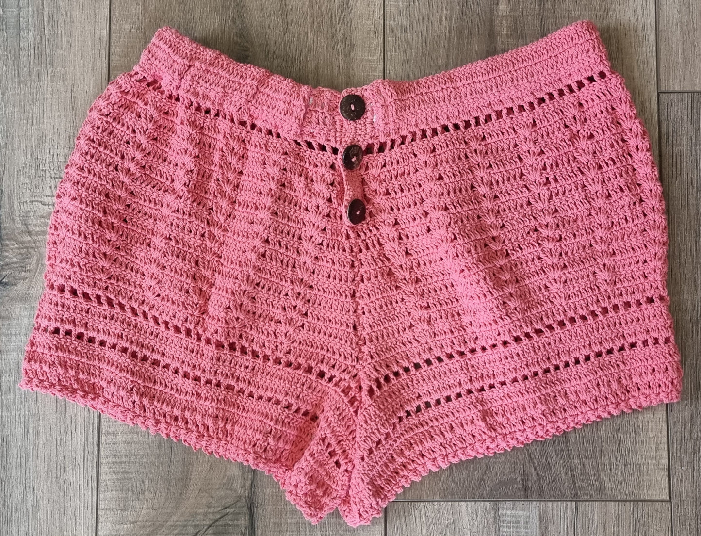 Crochet Shorts w/coco buttons