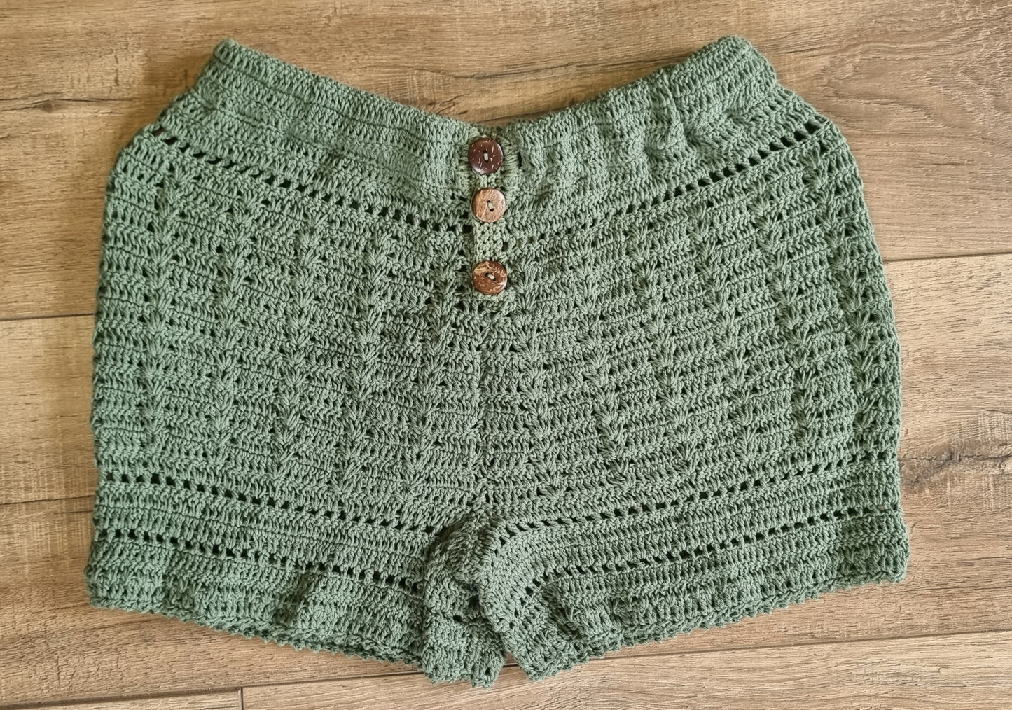 Crochet Shorts w/coco buttons