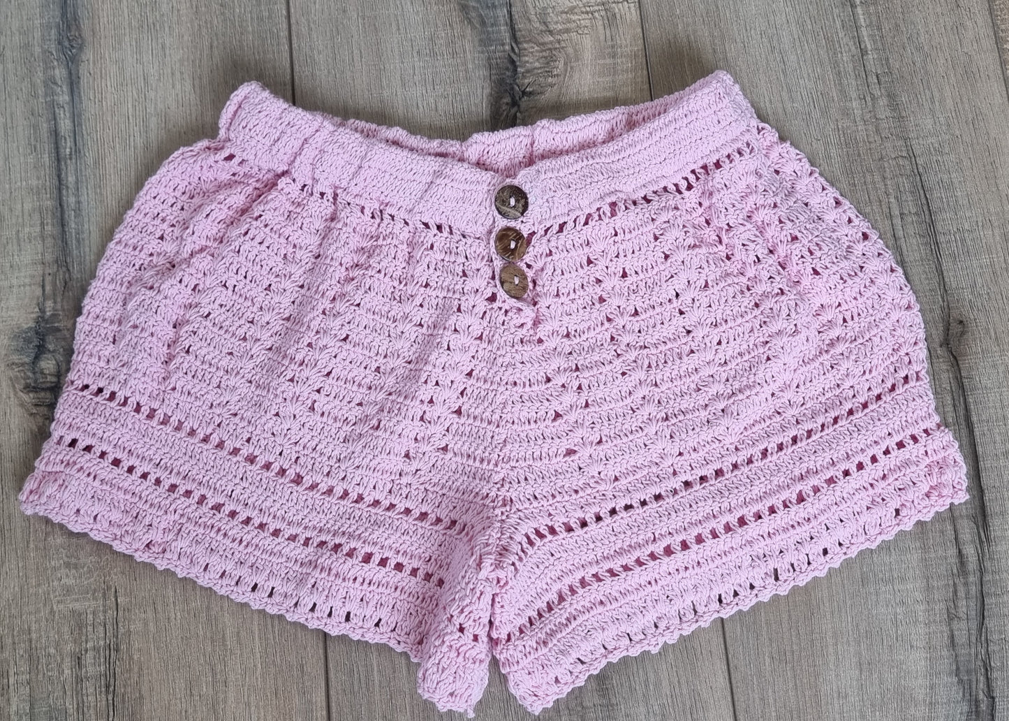 Crochet Shorts w/coco buttons