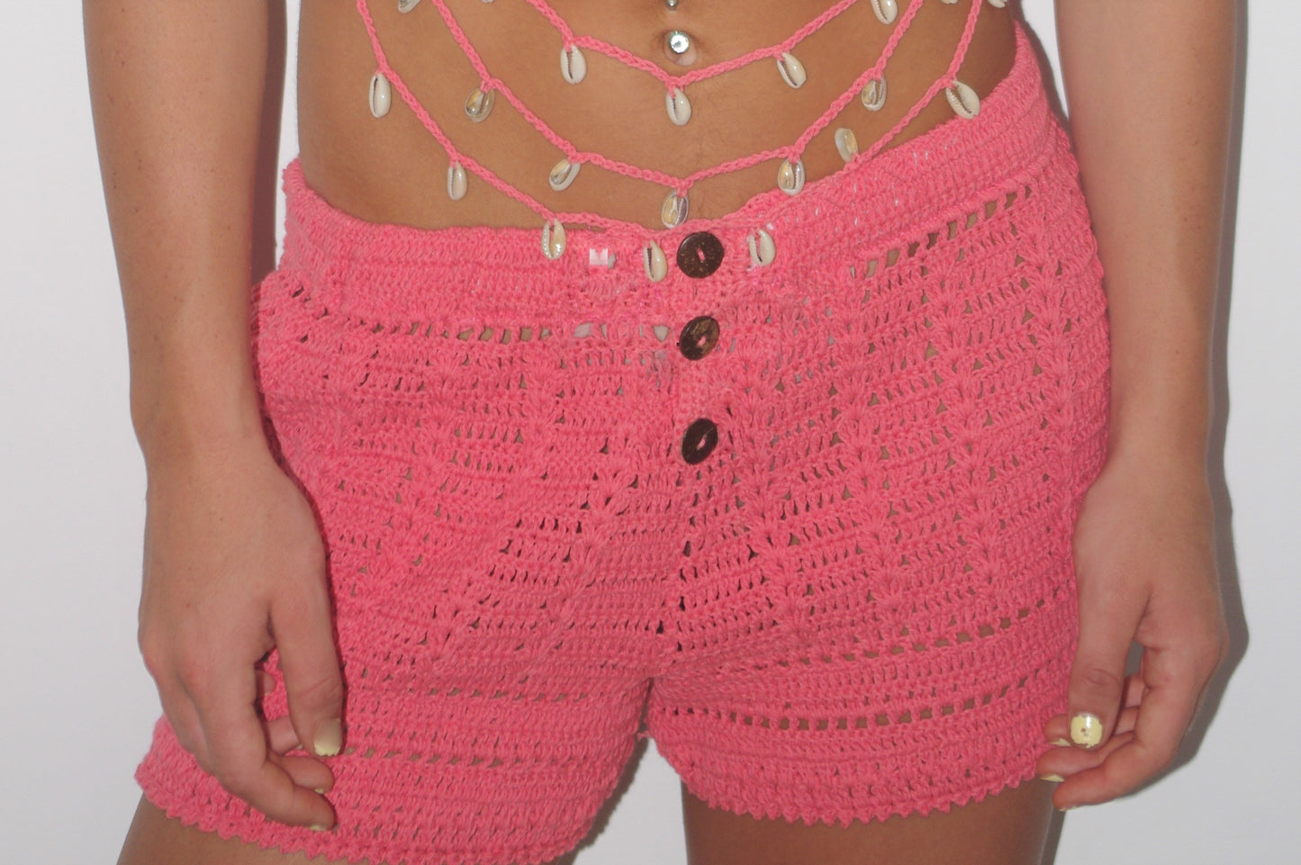 Crochet Shorts w/coco buttons